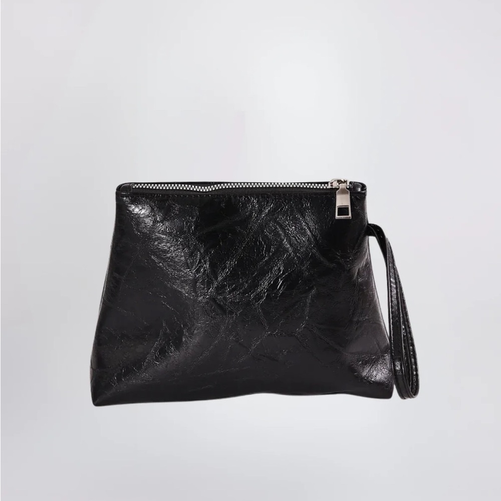 🖤 Glossy Black Vegan Leather Envelope Clutch 🖤